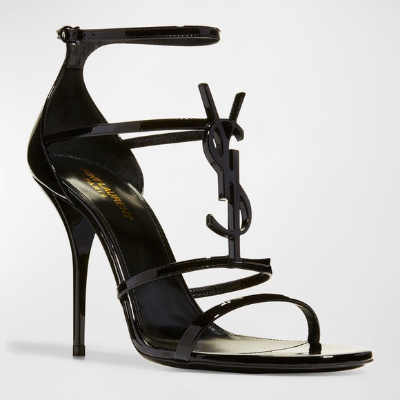 Saint Laurent Black Strappy Heels - Picture 1 of 11